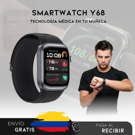 Smartwatch Y68- Reloj inteligente que cuida de tu salud